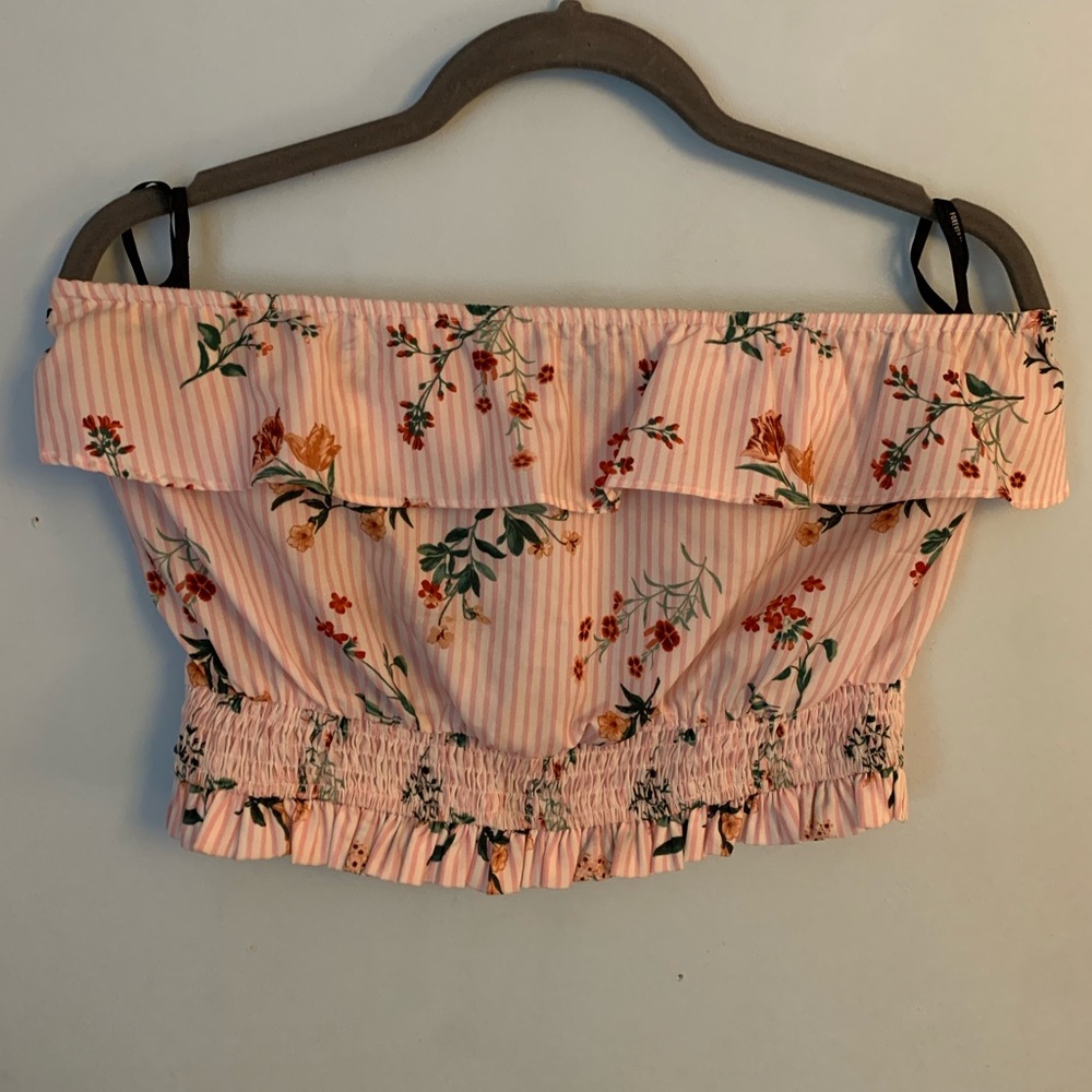 Strapless Cute Floral Crop Top